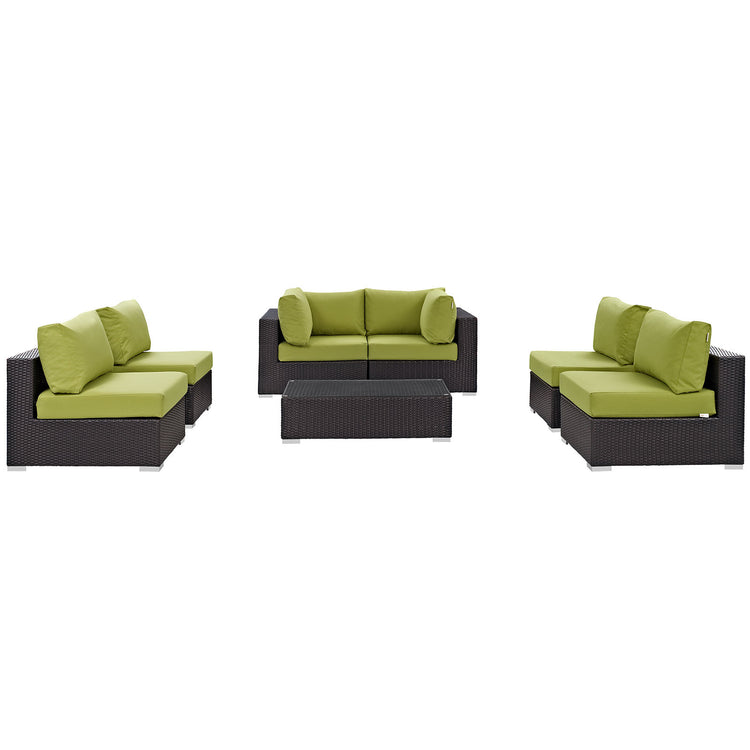 Convene 7 Piece Outdoor Patio Sectional Set - Espresso Peridot