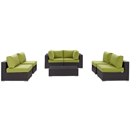 Convene 7 Piece Outdoor Patio Sectional Set - Espresso Peridot