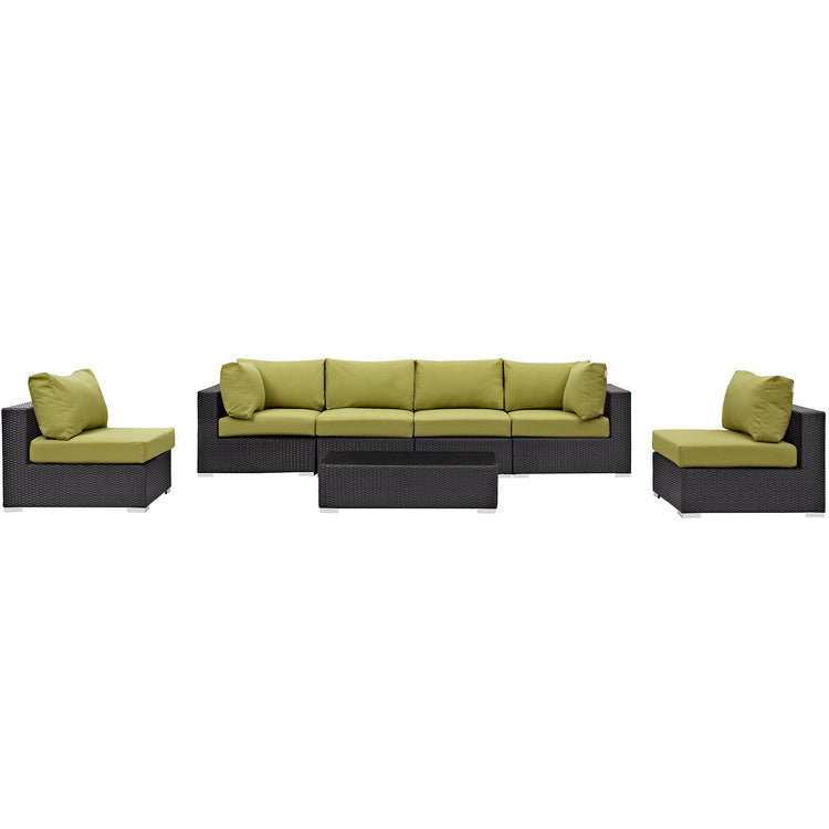 Convene 7 Piece Outdoor Patio Sectional Set - Espresso Peridot