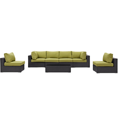 Convene 7 Piece Outdoor Patio Sectional Set - Espresso Peridot
