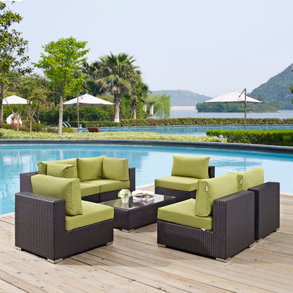 Convene 7 Piece Outdoor Patio Sectional Set - Espresso Peridot