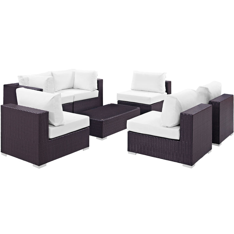 Convene 7 Piece Outdoor Patio Sectional Set - Espresso White