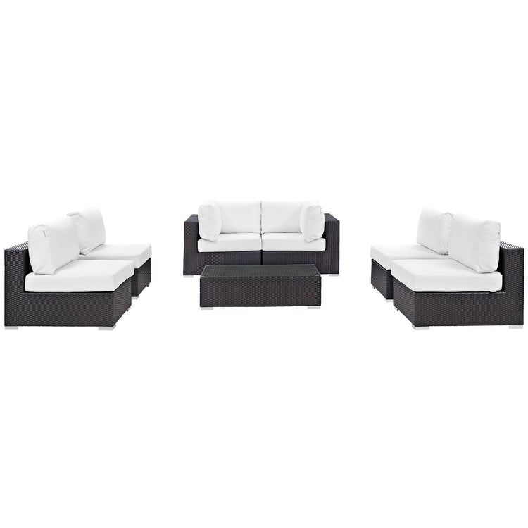 Convene 7 Piece Outdoor Patio Sectional Set - Espresso White