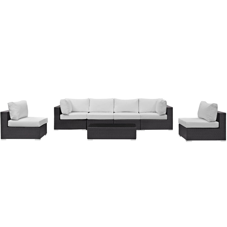 Convene 7 Piece Outdoor Patio Sectional Set - Espresso White