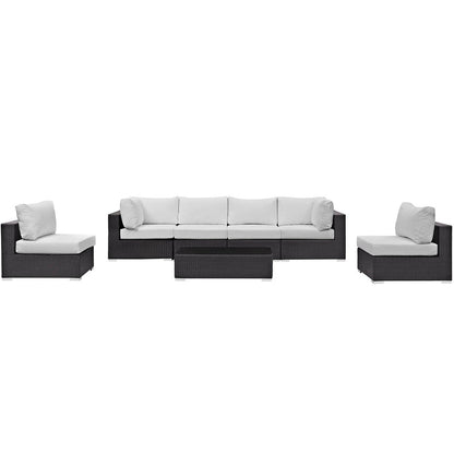 Convene 7 Piece Outdoor Patio Sectional Set - Espresso White