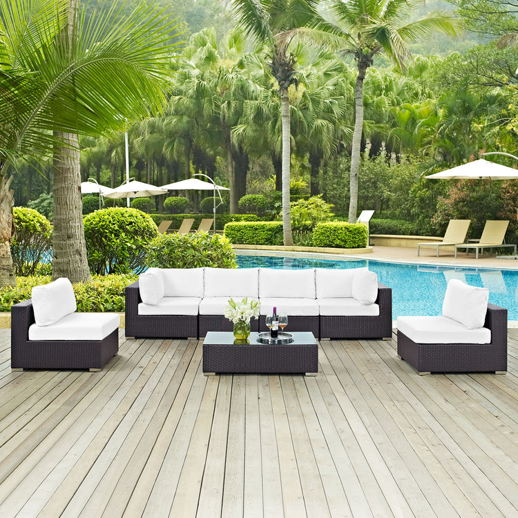 Convene 7 Piece Outdoor Patio Sectional Set - Espresso White