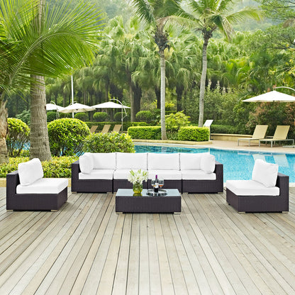 Convene 7 Piece Outdoor Patio Sectional Set - Espresso White