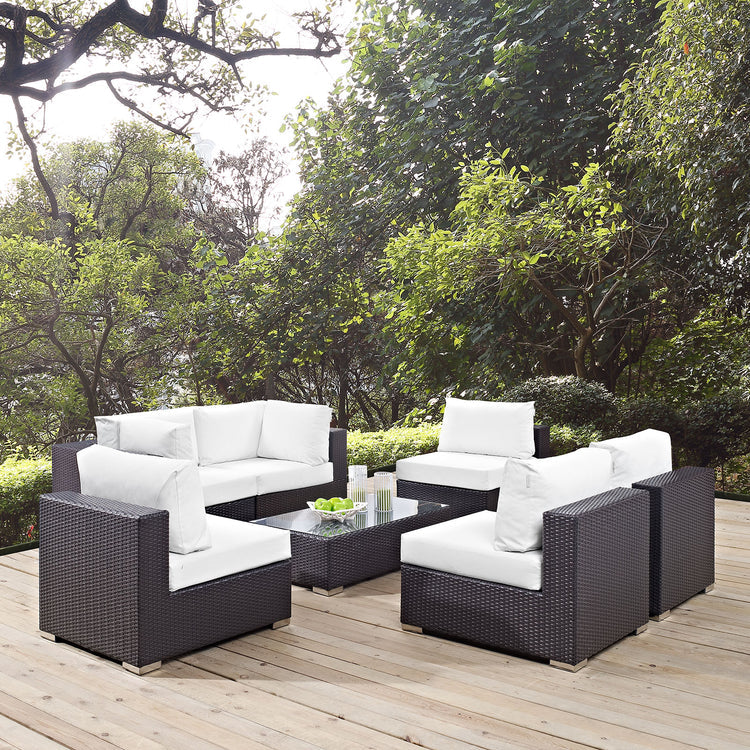 Convene 7 Piece Outdoor Patio Sectional Set - Espresso White