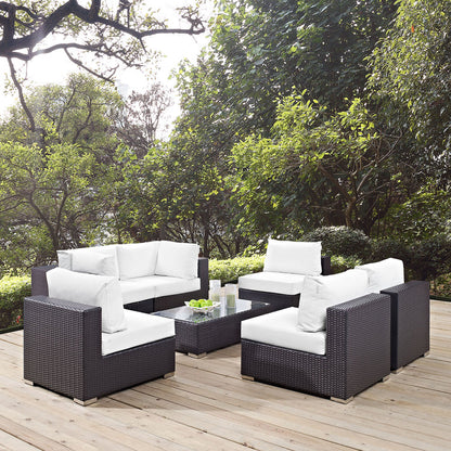 Convene 7 Piece Outdoor Patio Sectional Set - Espresso White