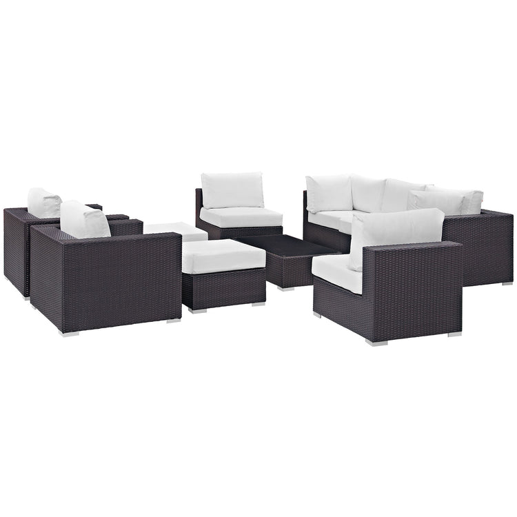 Convene 10 Piece Outdoor Patio Sectional Set - Espresso White