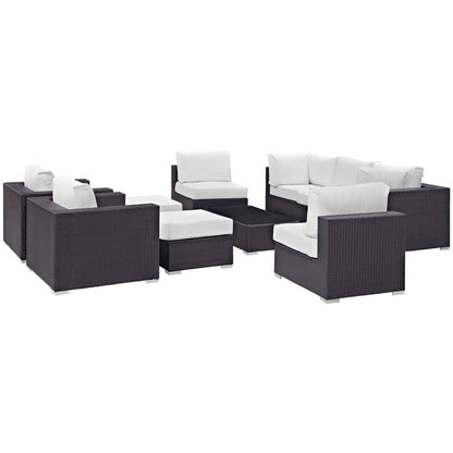 Convene 10 Piece Outdoor Patio Sectional Set - Espresso White