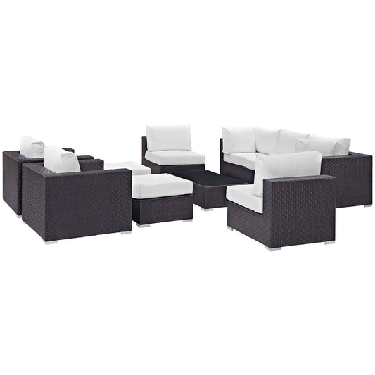 Convene 10 Piece Outdoor Patio Sectional Set - Espresso White