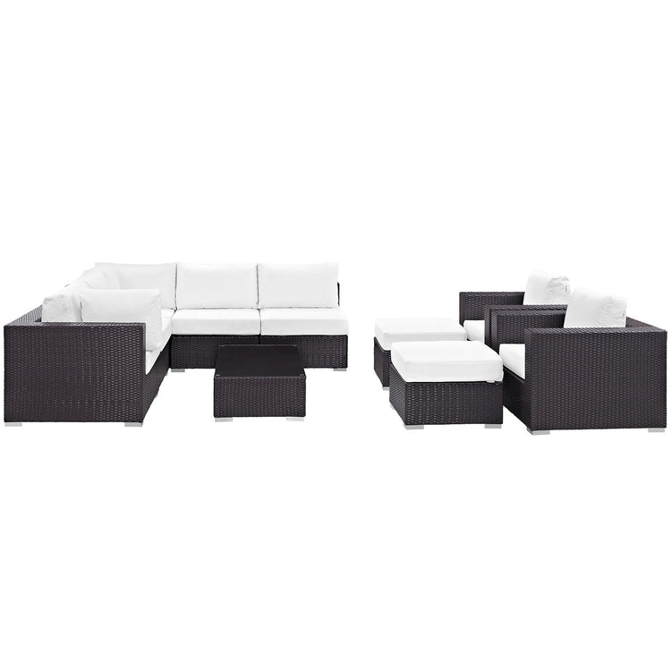 Convene 10 Piece Outdoor Patio Sectional Set - Espresso White