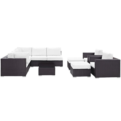 Convene 10 Piece Outdoor Patio Sectional Set - Espresso White
