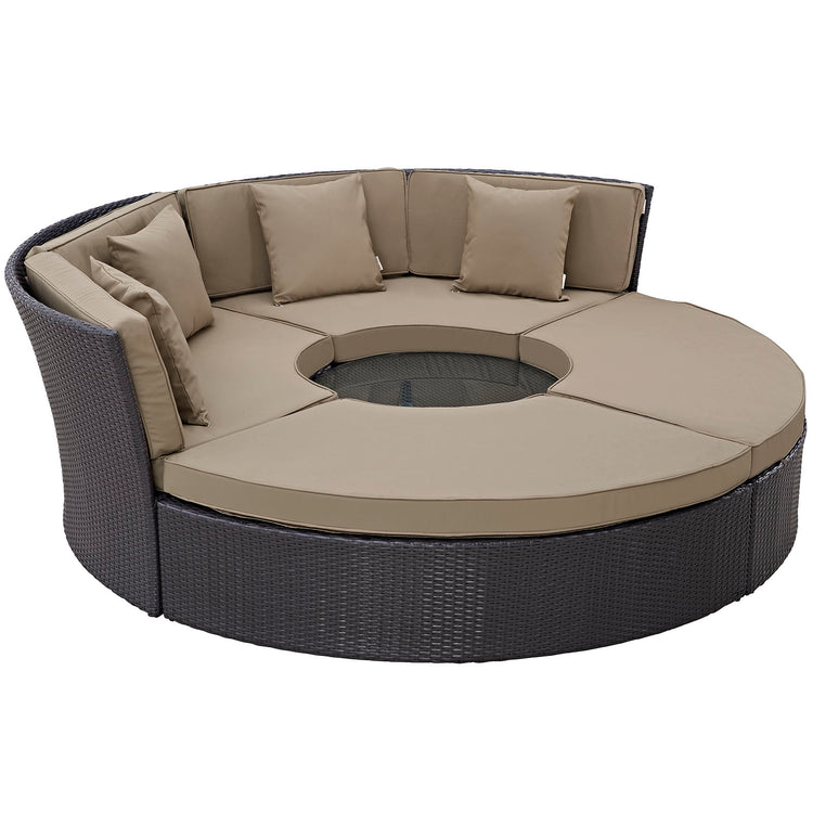 Convene Circular Outdoor Patio Daybed Set - Espresso Mocha