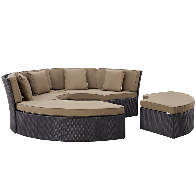 Convene Circular Outdoor Patio Daybed Set - Espresso Mocha