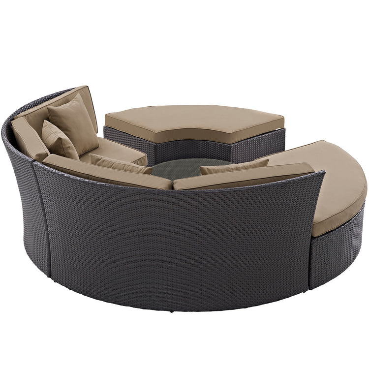 Convene Circular Outdoor Patio Daybed Set - Espresso Mocha