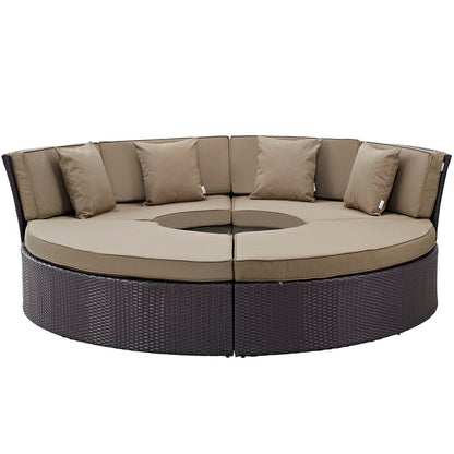 Convene Circular Outdoor Patio Daybed Set - Espresso Mocha