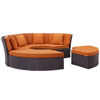 Convene Circular Outdoor Patio Daybed Set - Espresso Orange