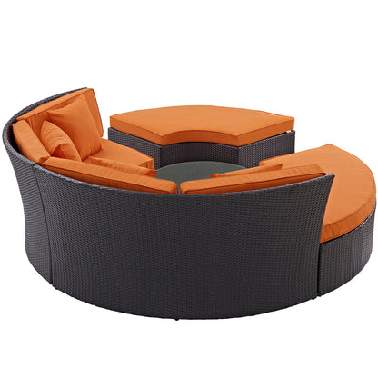 Convene Circular Outdoor Patio Daybed Set - Espresso Orange