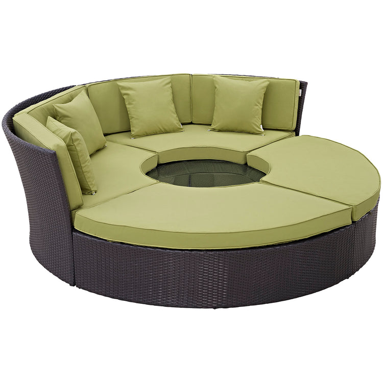 Convene Circular Outdoor Patio Daybed Set - Espresso Peridot