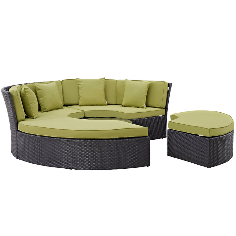 Convene Circular Outdoor Patio Daybed Set - Espresso Peridot