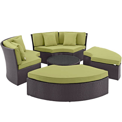 Convene Circular Outdoor Patio Daybed Set - Espresso Peridot