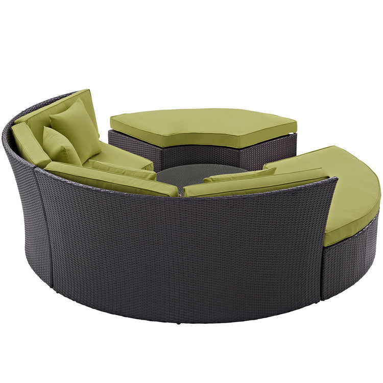 Convene Circular Outdoor Patio Daybed Set - Espresso Peridot