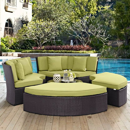 Convene Circular Outdoor Patio Daybed Set - Espresso Peridot