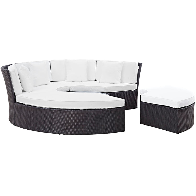 Convene Circular Outdoor Patio Daybed Set - Espresso White