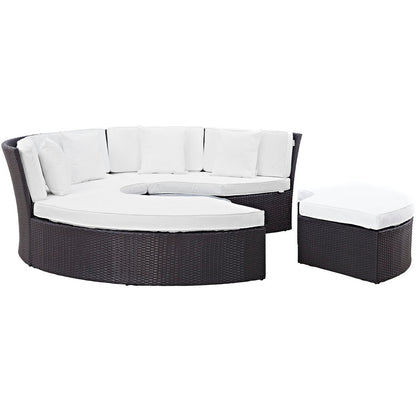 Convene Circular Outdoor Patio Daybed Set - Espresso White