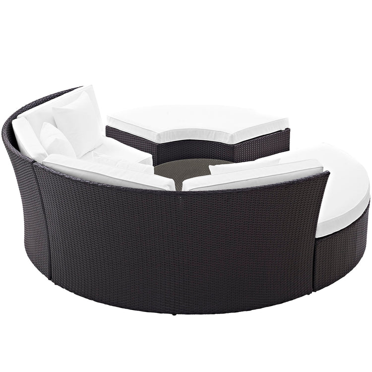 Convene Circular Outdoor Patio Daybed Set - Espresso White
