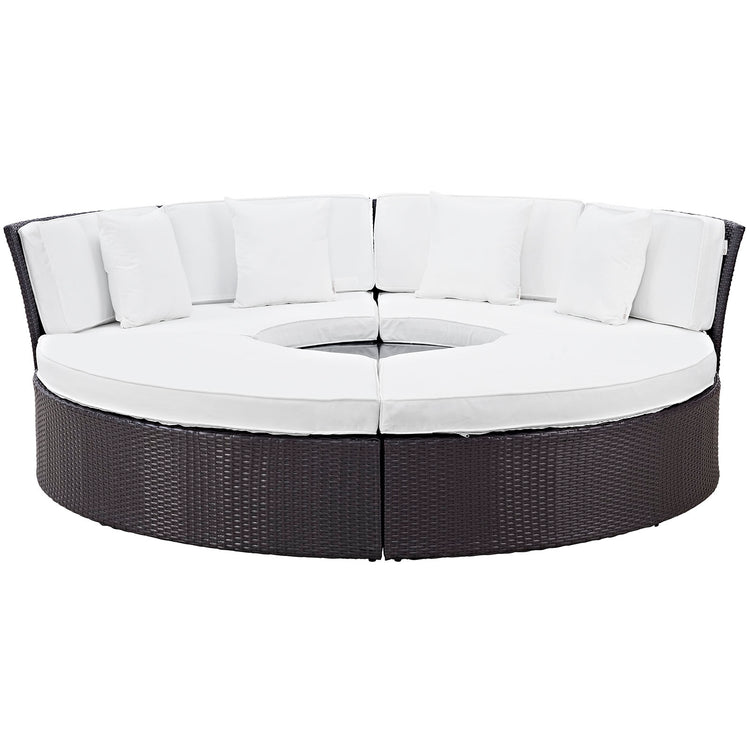 Convene Circular Outdoor Patio Daybed Set - Espresso White