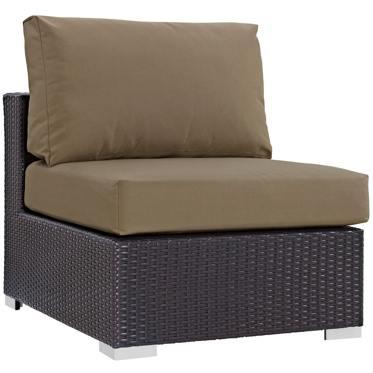 Convene 5 Piece Outdoor Patio Sectional Set - Espresso Mocha