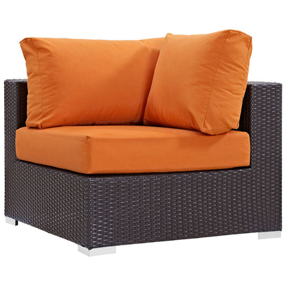 Convene 5 Piece Outdoor Patio Sectional Set - Espresso Orange