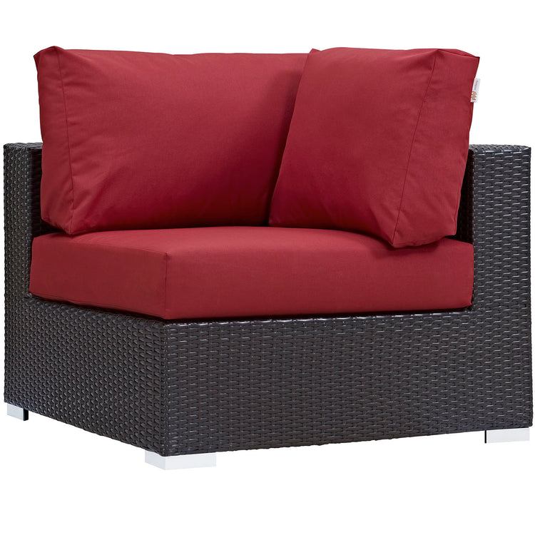 Convene 5 Piece Outdoor Patio Sectional Set - Espresso Red