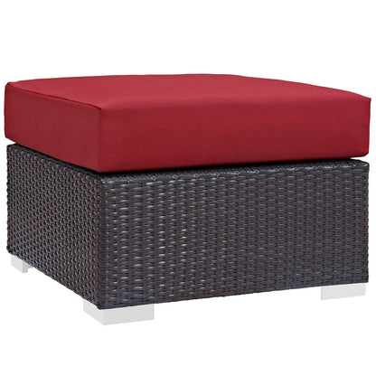 Convene 5 Piece Outdoor Patio Sectional Set - Espresso Red