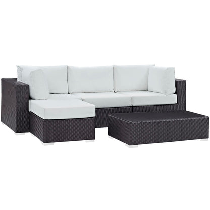 Convene 5 Piece Outdoor Patio Sectional Set - Espresso White