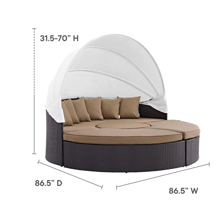 Convene Outdoor Patio Wicker Rattan Canopy Sectional Daybed - Espresso Mocha