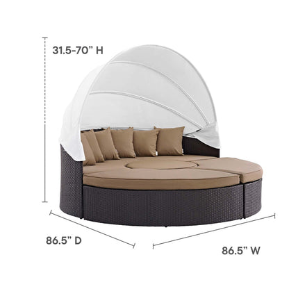 Convene Outdoor Patio Wicker Rattan Canopy Sectional Daybed - Espresso Mocha