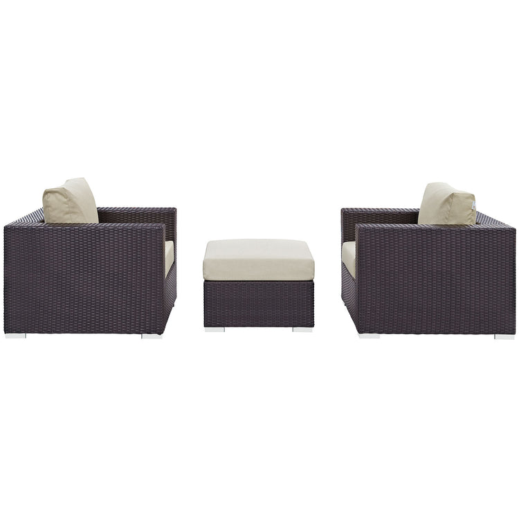 Convene 3 Piece Outdoor Patio Sofa Set - Espresso Beige