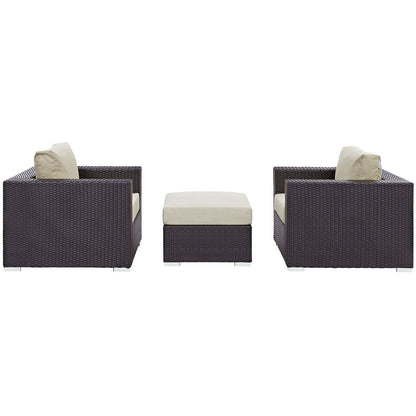 Convene 3 Piece Outdoor Patio Sofa Set - Espresso Beige