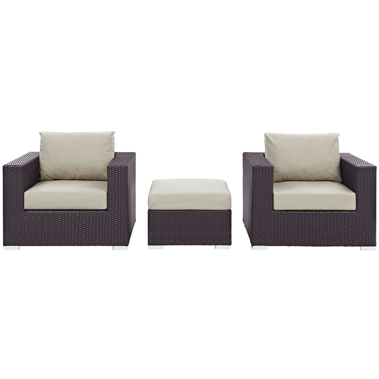 Convene 3 Piece Outdoor Patio Sofa Set - Espresso Beige