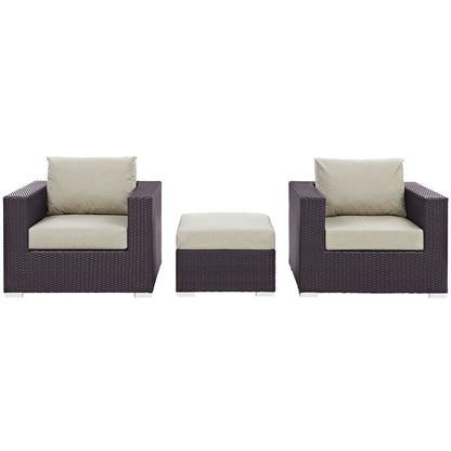 Convene 3 Piece Outdoor Patio Sofa Set - Espresso Beige