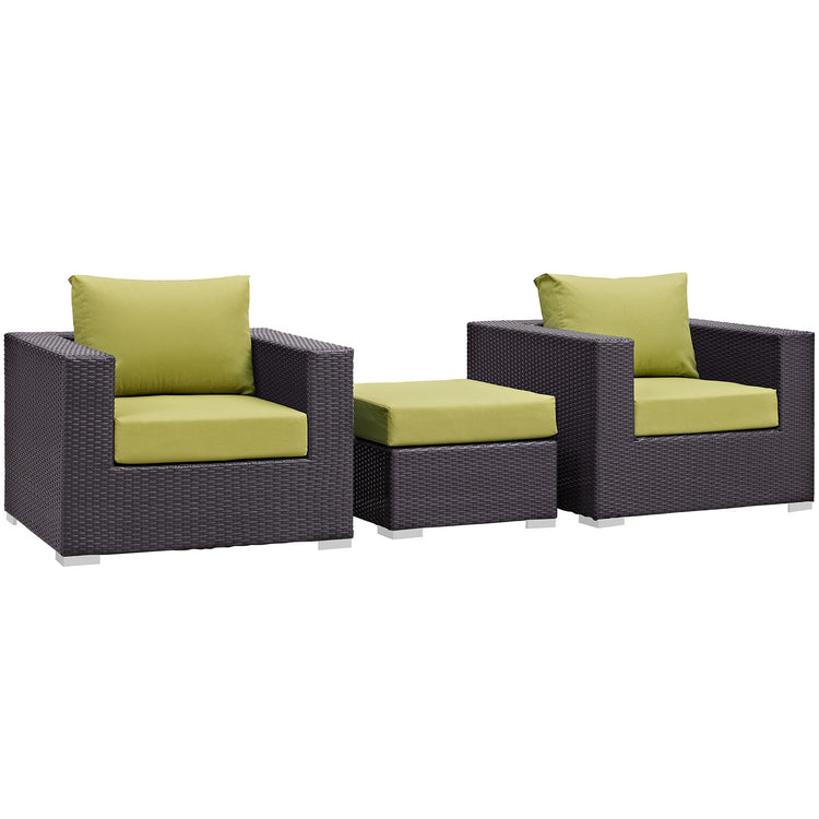 Convene 3 Piece Outdoor Patio Sofa Set - Espresso Peridot