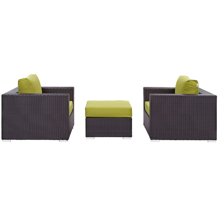 Convene 3 Piece Outdoor Patio Sofa Set - Espresso Peridot