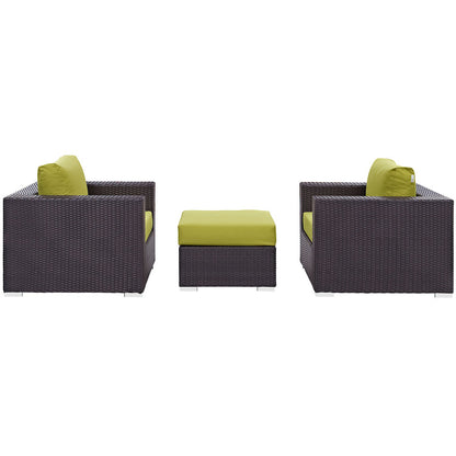 Convene 3 Piece Outdoor Patio Sofa Set - Espresso Peridot
