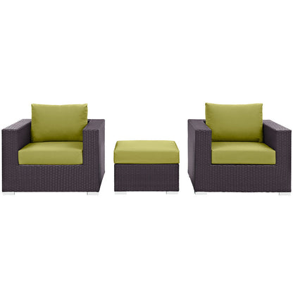Convene 3 Piece Outdoor Patio Sofa Set - Espresso Peridot