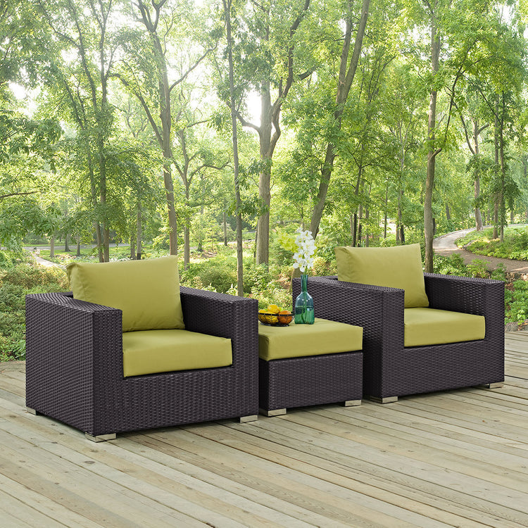 Convene 3 Piece Outdoor Patio Sofa Set - Espresso Peridot