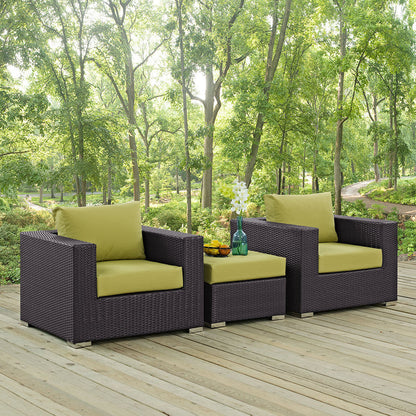Convene 3 Piece Outdoor Patio Sofa Set - Espresso Peridot